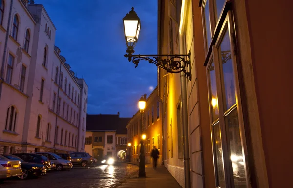 stock image Night view of old street