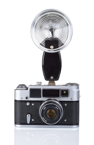 Vintage film fotoğraf makinesi ile birden parlamak — Stok fotoğraf