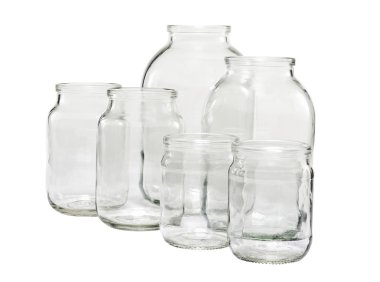 Empty glass bottles isolated on white clipart