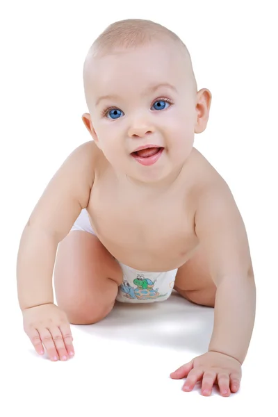 婴儿纸尿裤爬网 — 图库照片