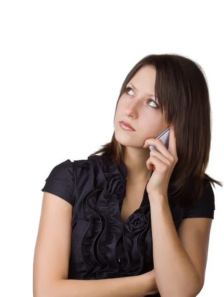Красивая женщина говорит по мобильному телефону — стоковое фото
