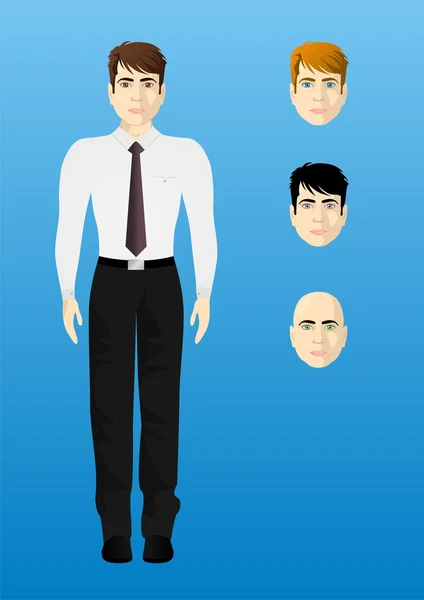Hombre de negocios en una camisa blanca, cuerpo proporcional espesor — Vector de stock