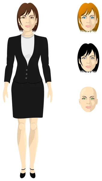 Mujer empresaria con camisa blanca y teja negra — Vector de stock