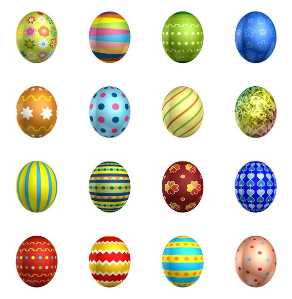 3D render Paskalya yumurtaları, büyük toplama paketi. — Stok fotoğraf