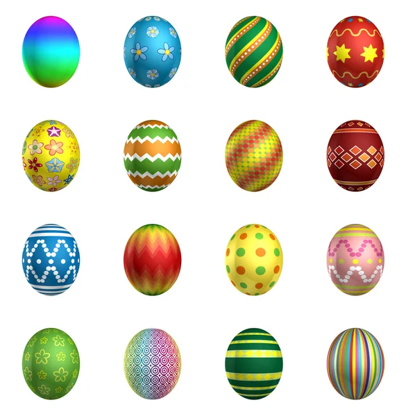 3D render Paskalya yumurtaları, büyük toplama paketi. — Stok fotoğraf