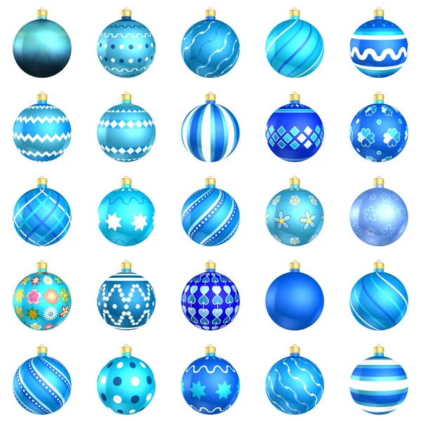 Navidad bolas azules espalda grande 25 sobre fondo blanco —  Fotos de Stock