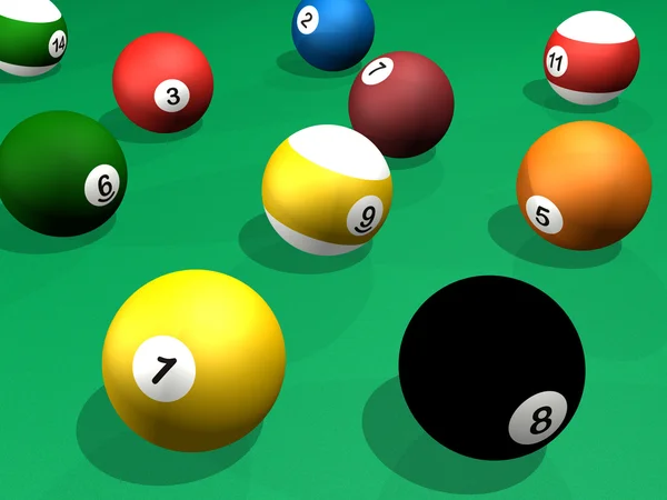 Billard balls pack 3d rendering pool — Stock Photo, Image