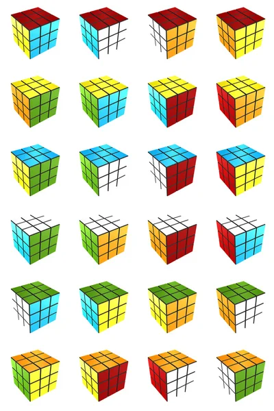 Cubo de Rubik concluído em fundo branco renderização 3d — Fotografia de Stock