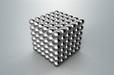 Cube from magnetic metal balls with Depth Of Field clipart