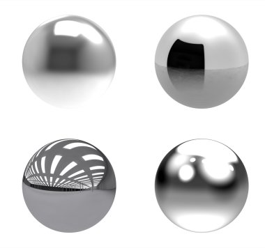 Chrome balls group on white background clipart