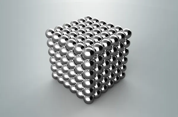 stock image Cube from magnetic metal balls without Depth Of Field