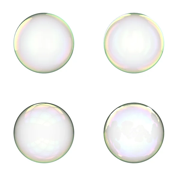 Bolhas de sabão isoladas no fundo branco — Fotografia de Stock
