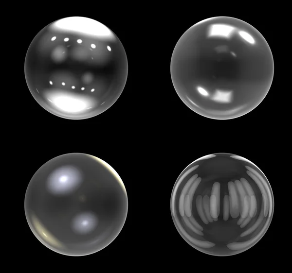 黑色背景上的玻璃球组 — 图库照片