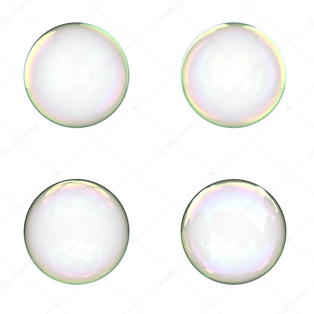 Soap bubbles isolated on white background