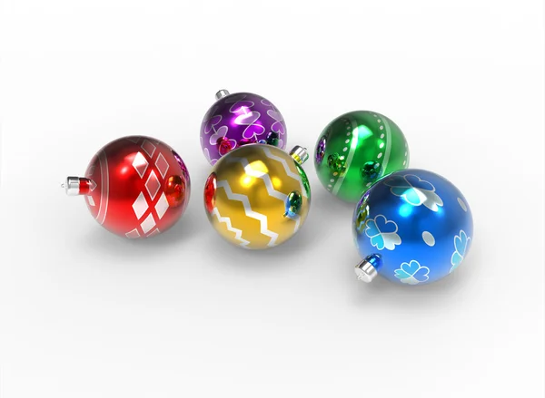 Pack de boules colorées de Noël avec un motif différent — Photo