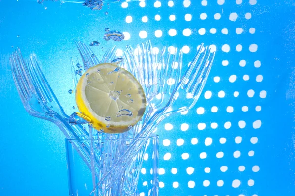 Çatal ve limon — Stok fotoğraf