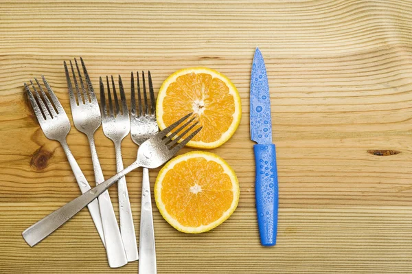 Orange on wood background — Stock Photo, Image