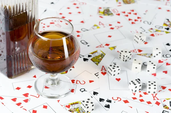 stock image Cognac and playing card