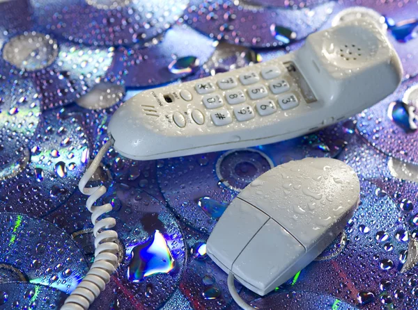 電話とマウス — ストック写真