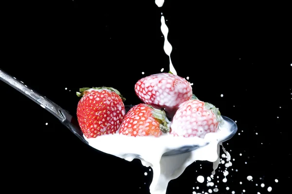 우유와 딸기 — 스톡 사진