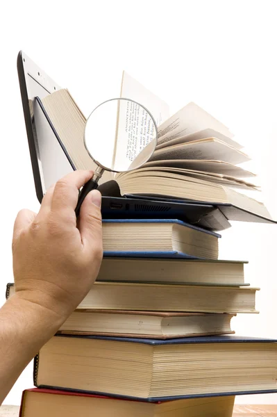 stock image Books and laptop