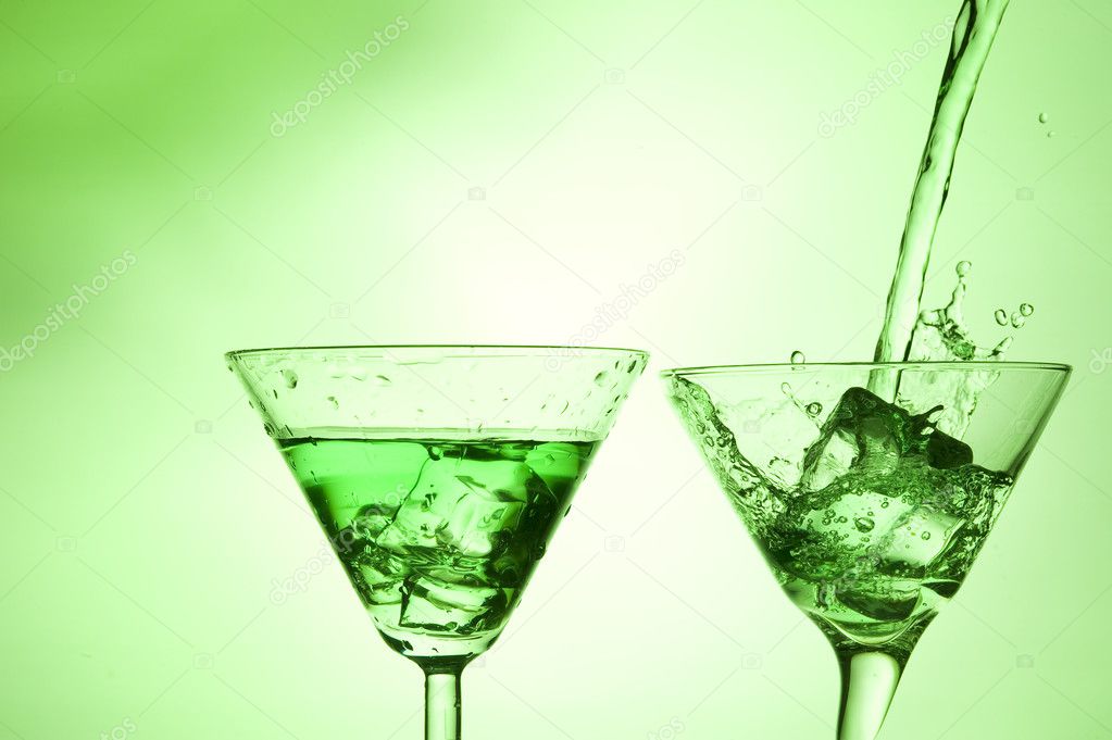 Splashing green cocktail