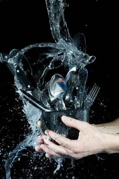 Lavado de utensilios de cocina —  Fotos de Stock