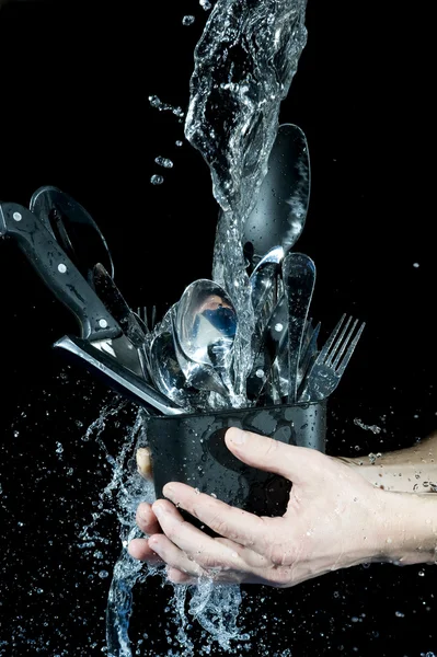 Миття кухонні вироби — стокове фото