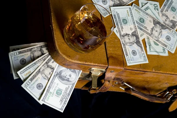 Dollar en whisky — Stockfoto