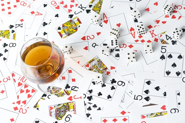 stock image Cognac and playing card