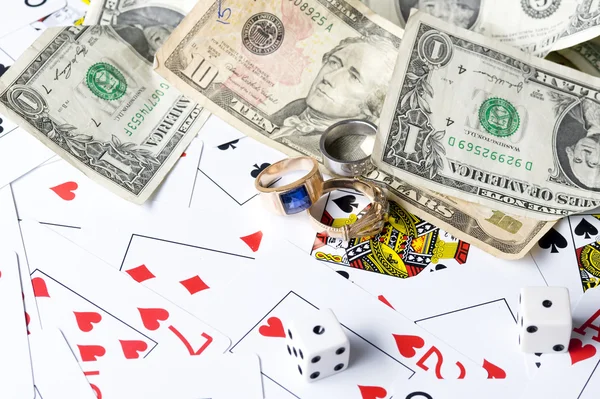 Playng card and dollar — Stock Photo, Image