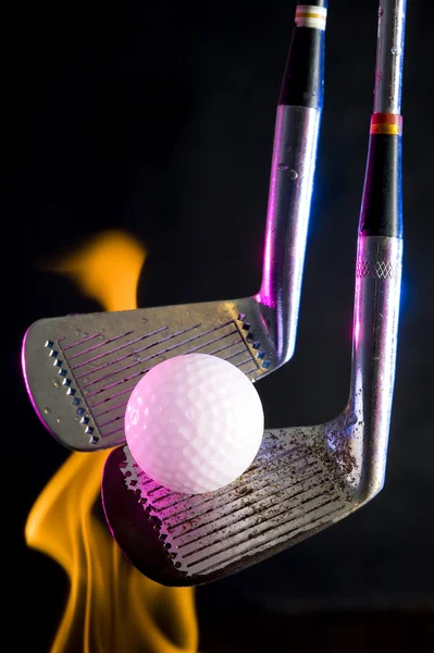 Golf ball and fire — Stock Photo, Image