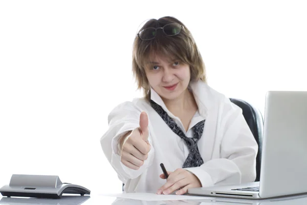 Businesswoman with empty blank Stock Image