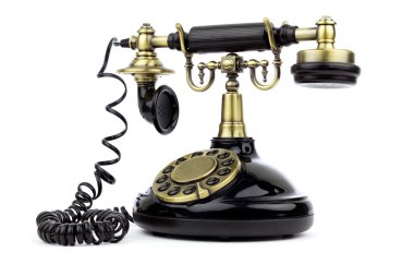 Old vintage black phone clipart