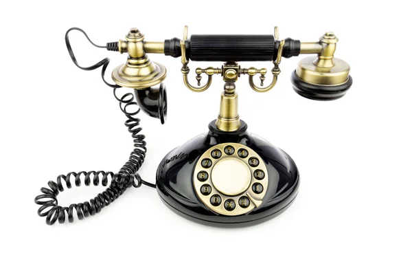 Старий старовинний чорний телефон — стокове фото