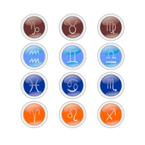 stock vector Round Icons zodiac signs
