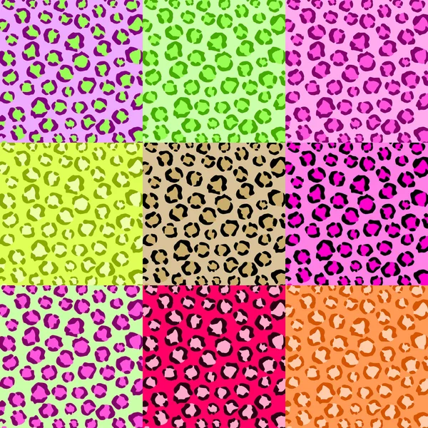 Collection Leopard Skin Textures — Stock Vector
