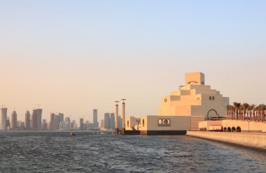 Doha museum and skylne clipart