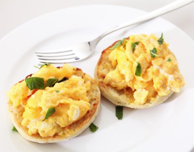 Muffin and scrambled egg horizontal clipart