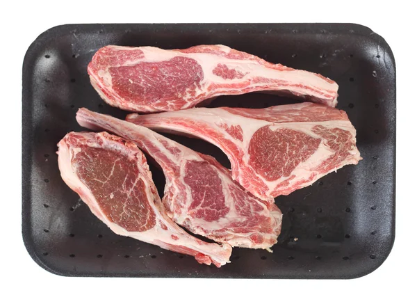 Lamb rib chops på bricka — Stockfoto