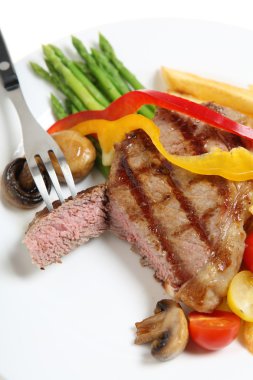 Veal sirloin steak cut open vertical clipart