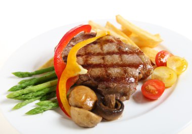 Veal sirloin steak meal horizontal clipart