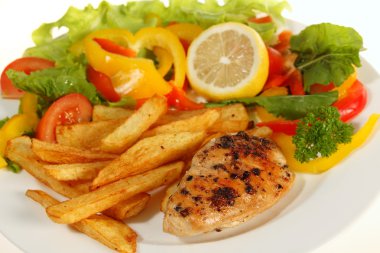 Lemon pepper chicken and fries clipart