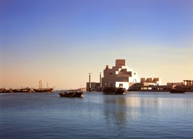 Doha harbour and museum Qatar clipart