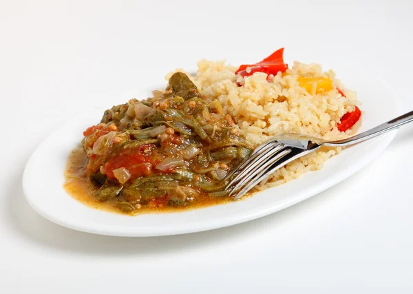 Okra stew and cajun rice — Stock Photo, Image