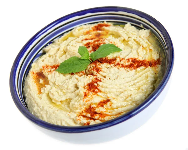 Hummus in Arab bowl — Stock Photo, Image