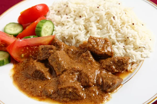 Beef korma and rice horizontal — Stock Photo, Image