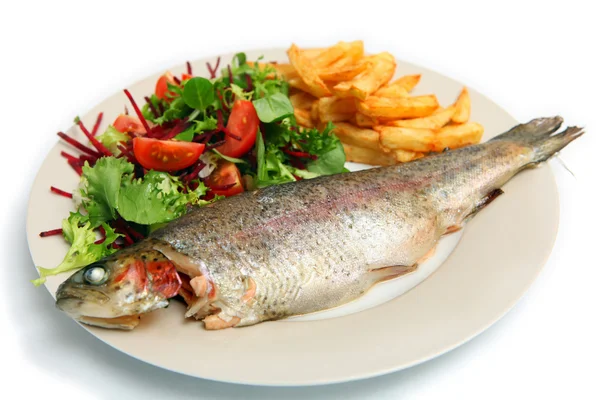 Grilled rainbow trout meal — Stock Photo, Image