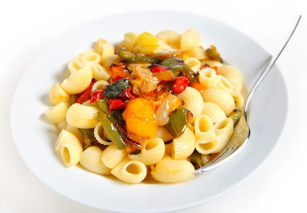 Pasta with roasted veg — Stock Photo, Image