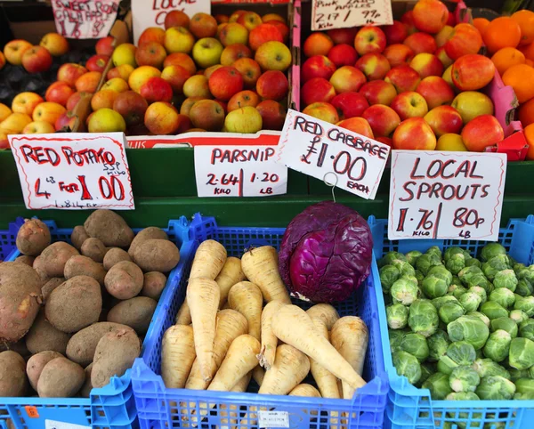 英语的新鲜水果和蔬菜 — 图库照片